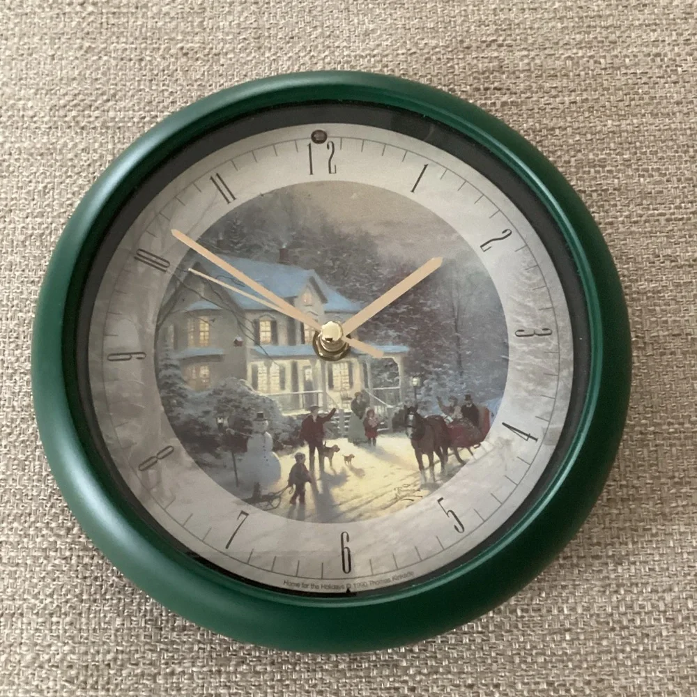 Thomas Kinkade Painter of Light Christmas Carol Clock - Dark Green